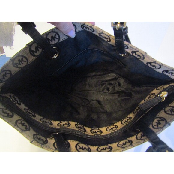 Michael Kors Grayson Shoulder Bag Signature Canvas Tote Purse Side Pockets - Picture 8 of 10